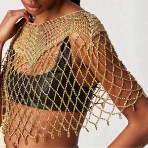 Free People Gold Beaded Capelet